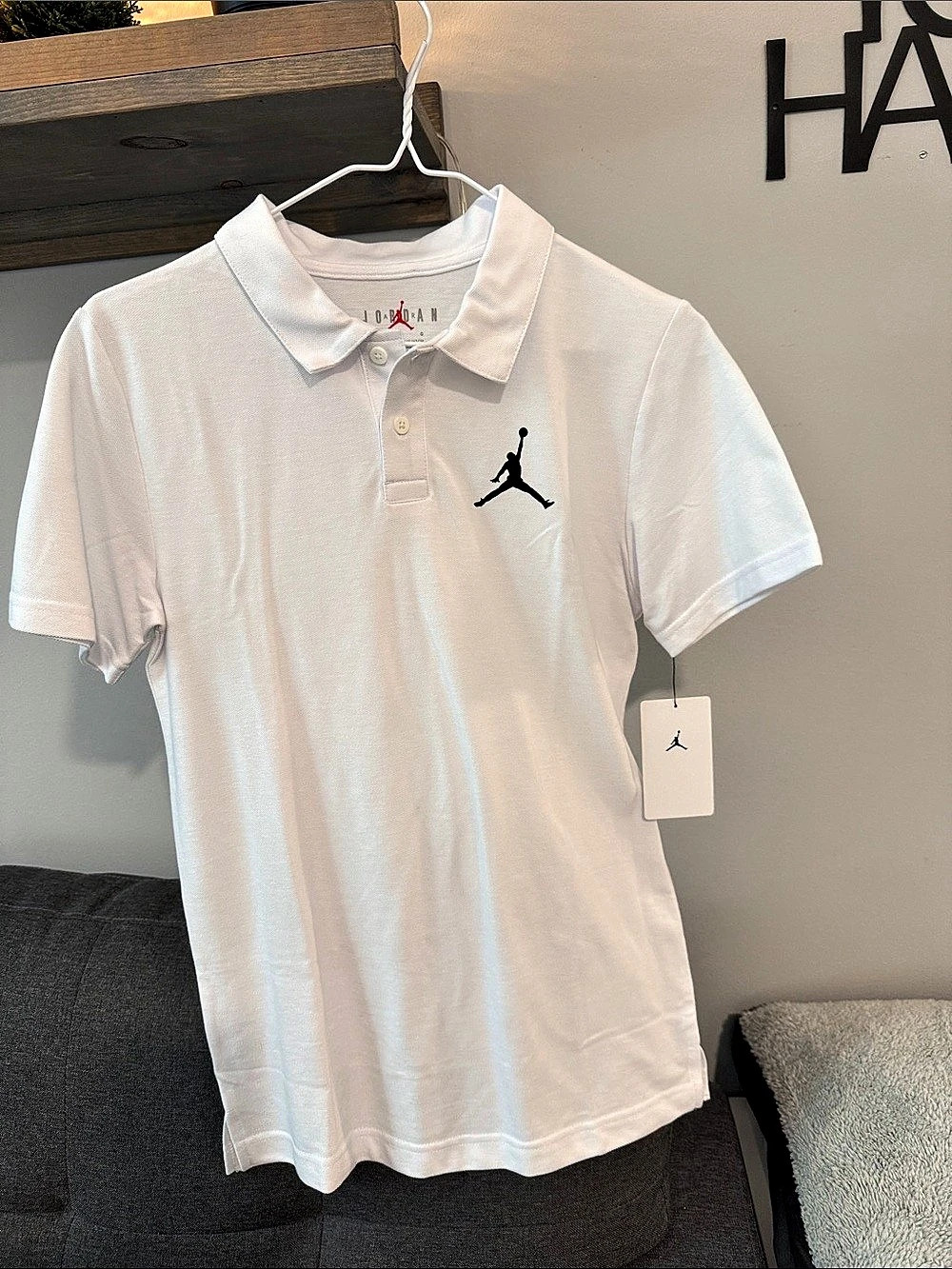 Jordan Jumpman Polo Boys Large White Polo NWT